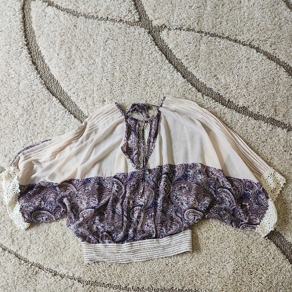 Ryu Purple and Cream Paisley Blouse